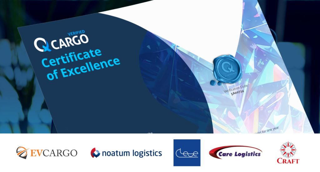 EV Cargo, Noatum Logistics, Cleve & Zonen, Care Logistics and Craft Multimodal recognised as QCargo Verified NAP members.
